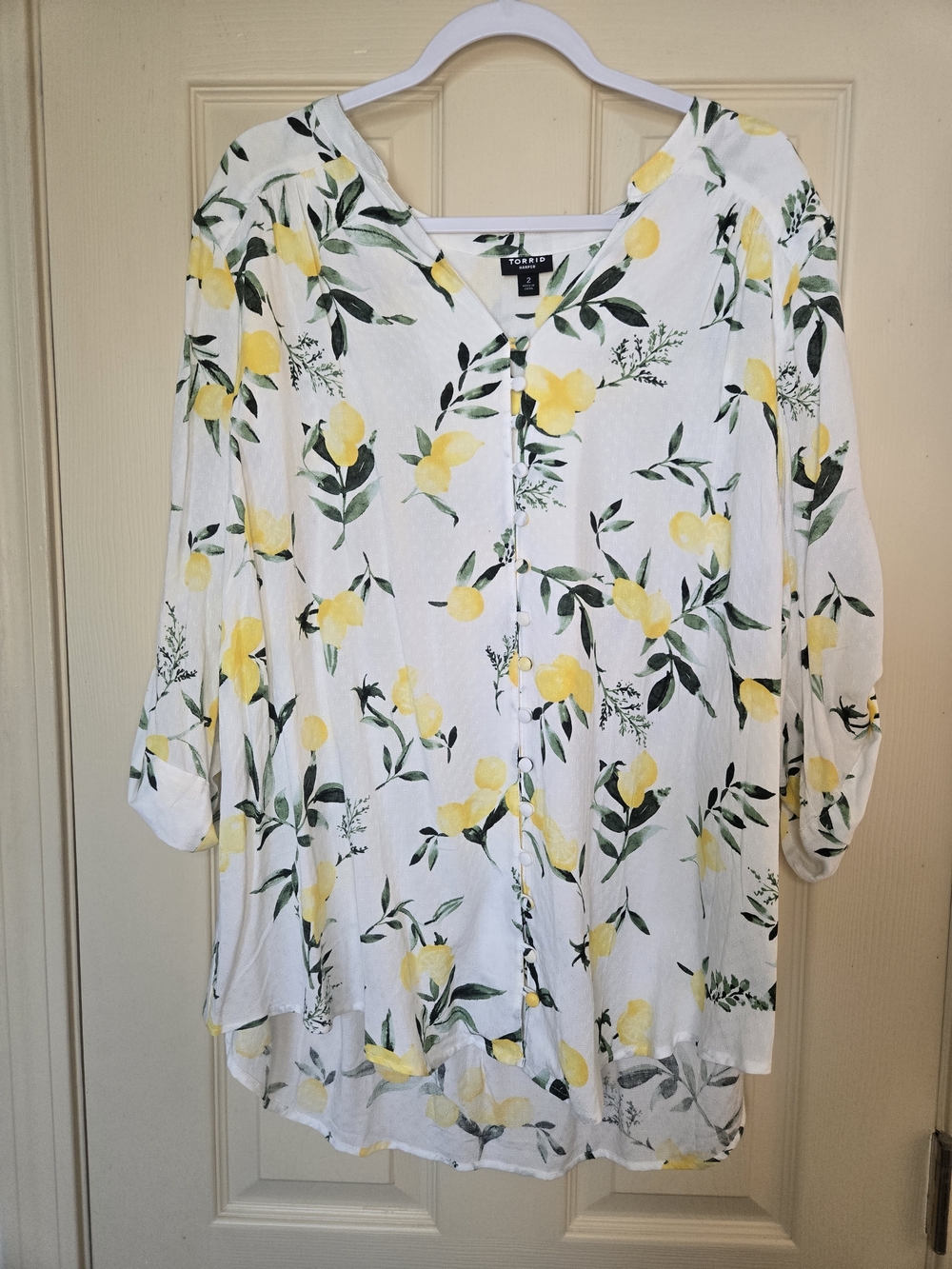 torrid White Lemon Print Button-Down Harper